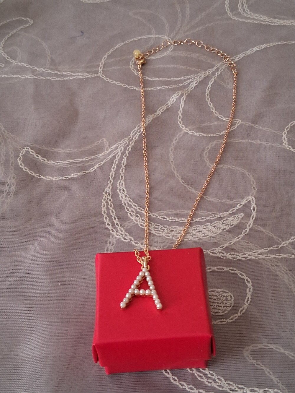 Avon Pearly Charm Necklace "A" NWOT